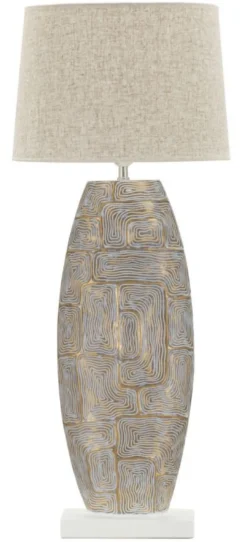 Lampe de table Eclips Tower Résine Polyrésine Abat-jour Tissu Beige