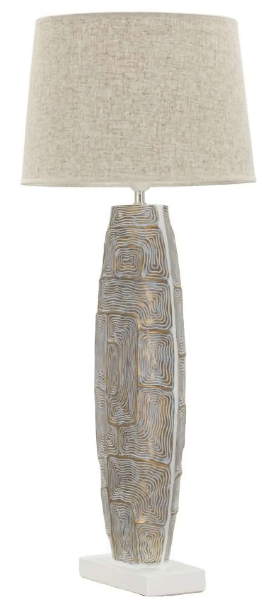 Lampe de table Eclips Tower Résine Polyrésine Abat-jour Tissu Beige