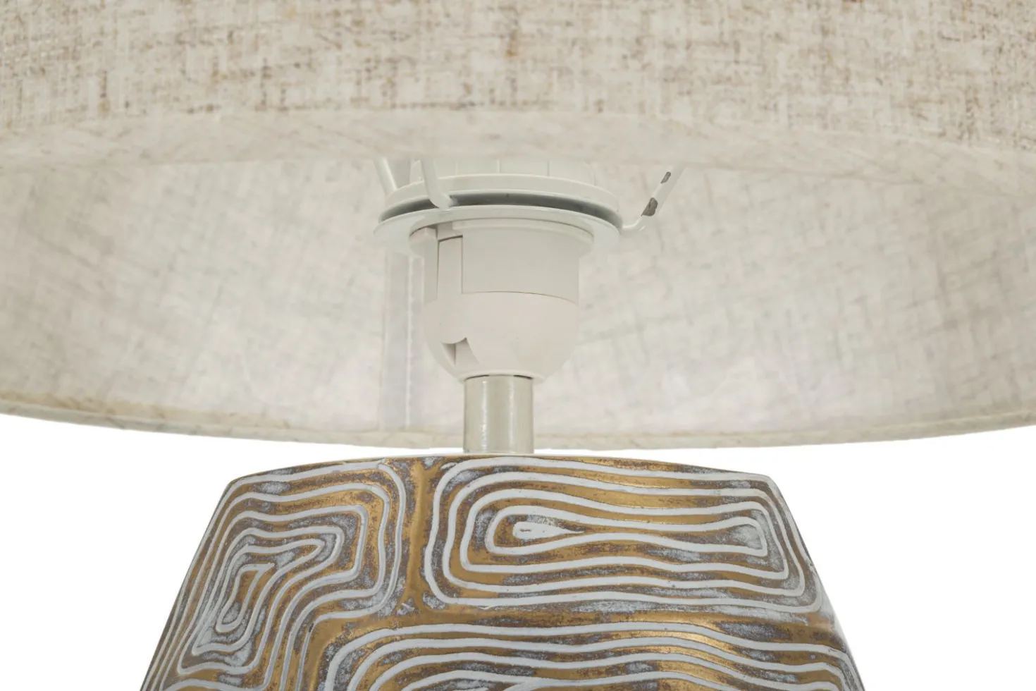 Lampe de table Eclips Tower Résine Polyrésine Abat-jour Tissu Beige