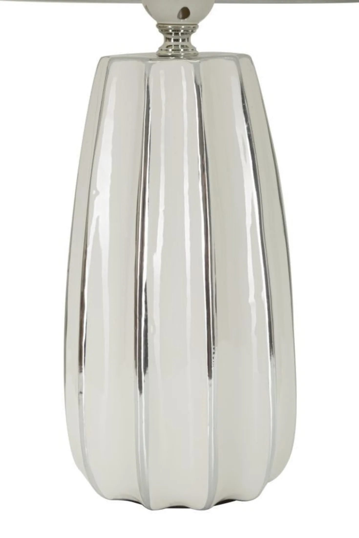 Lampe de table Emmi céramique blanche abat-jour tissu argenté