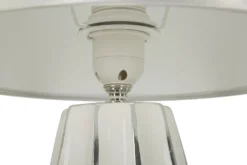 Lampe de table Emmi céramique blanche abat-jour tissu argenté
