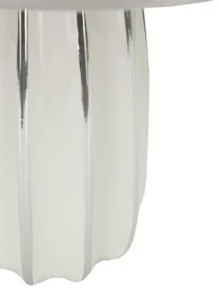 Lampe de table Emmi céramique blanche abat-jour tissu argenté