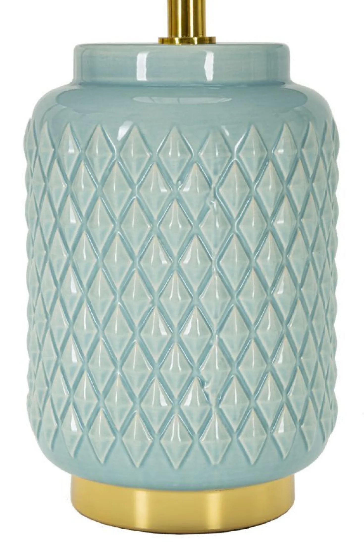 Lampe de table en céramique bleu clair abat-jour en tissu ciel