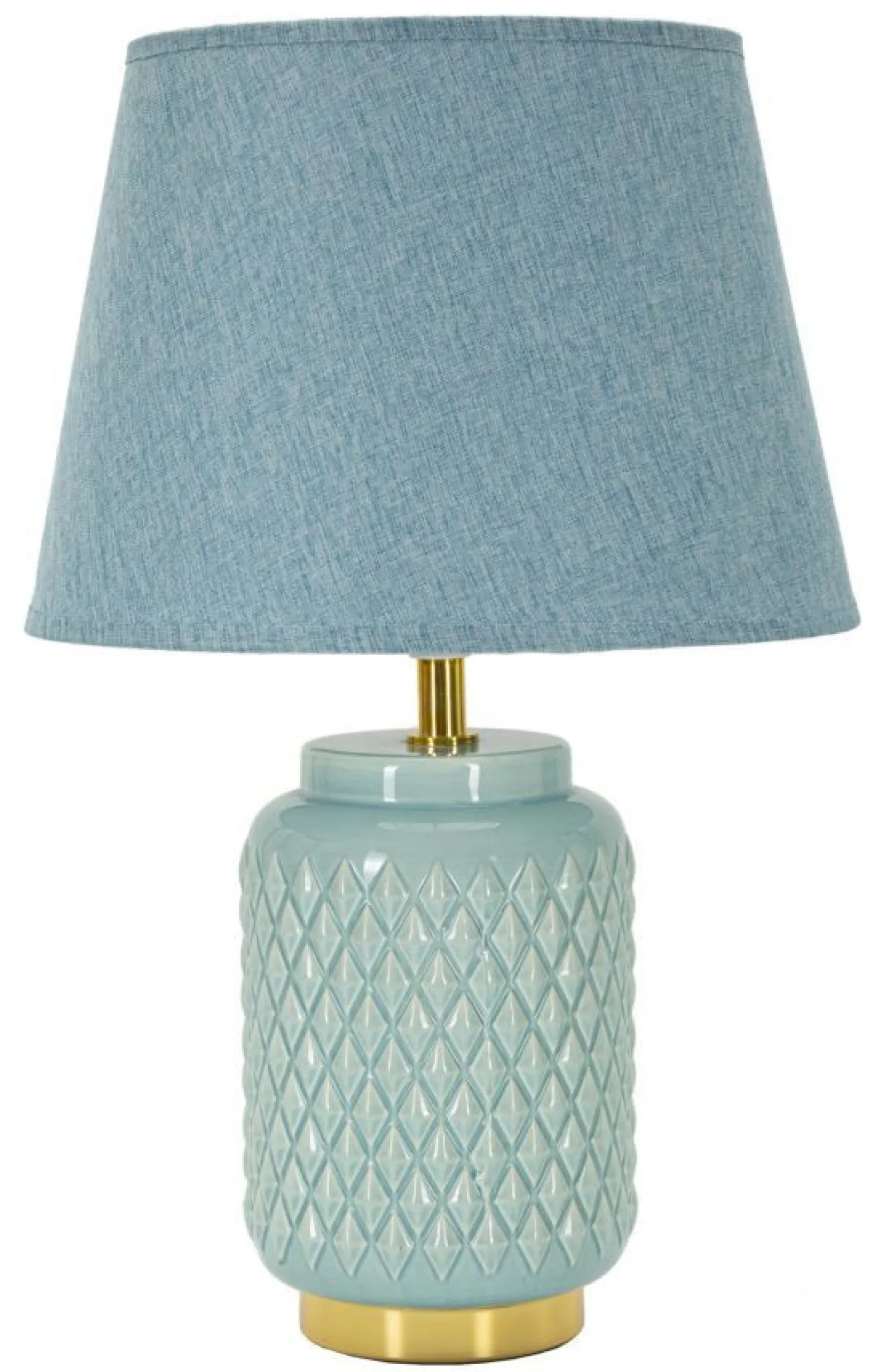 Lampe de table en céramique bleu clair abat-jour en tissu ciel
