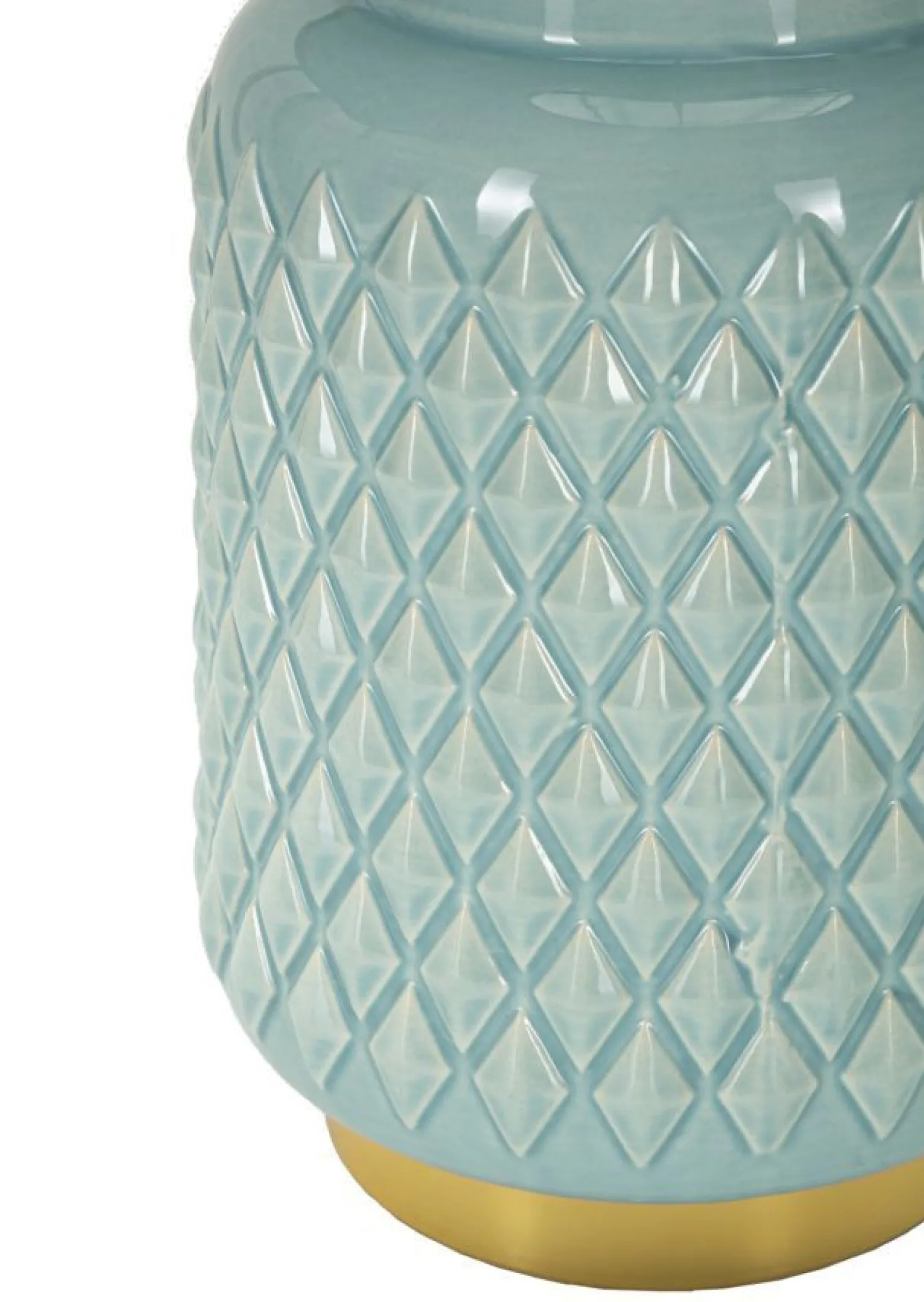 Lampe de table en céramique bleu clair abat-jour en tissu ciel
