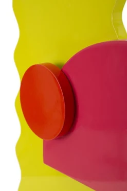 Lampe de table en M.D.F multicolore et abat-jour tissu Orange