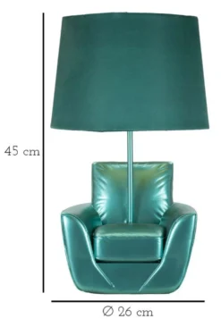 Lampe de table en polyrésine turquoise abat-jour tissu turquoise
