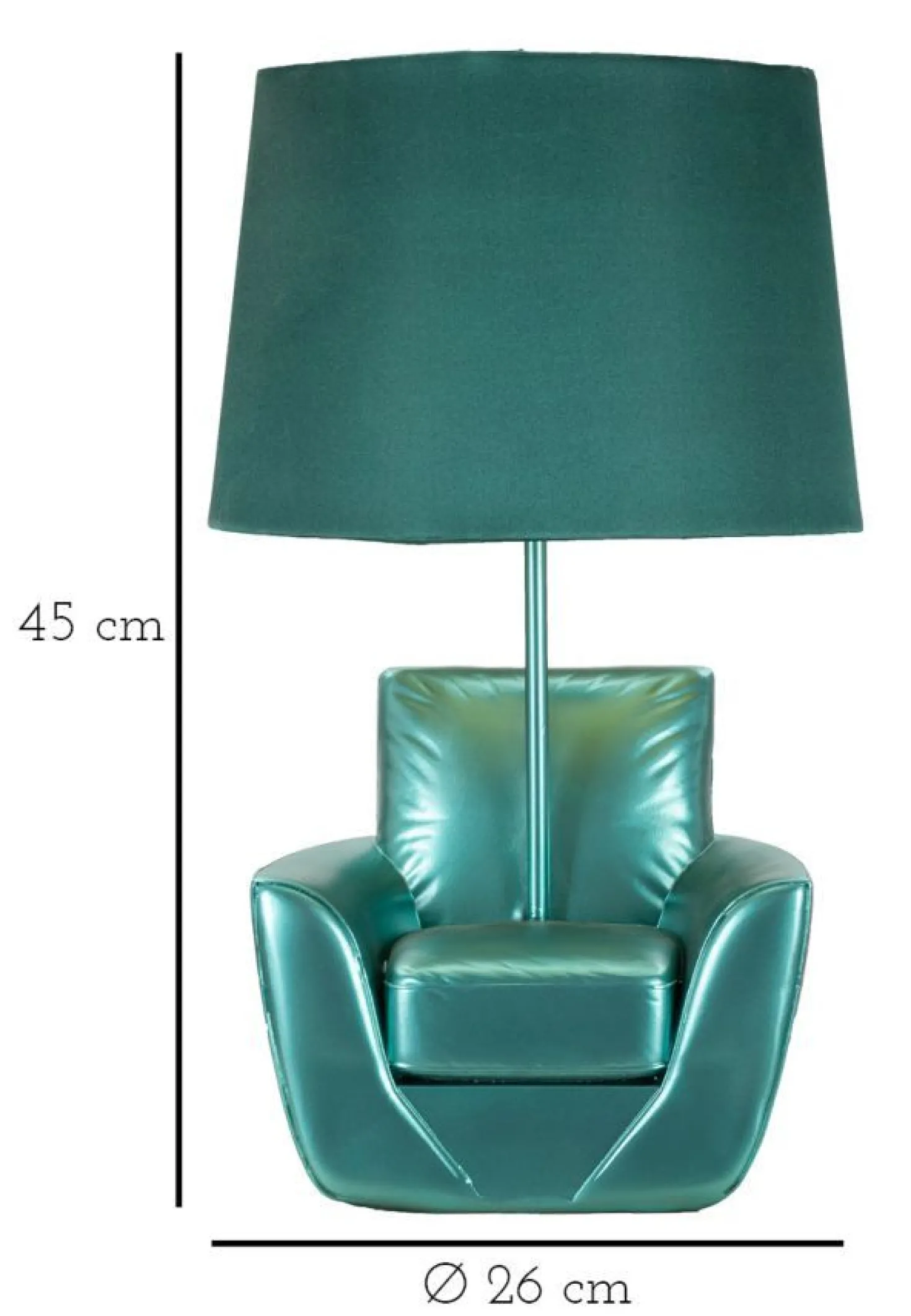 Lampe de table en polyrésine turquoise abat-jour tissu turquoise