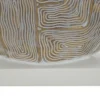 Lampe de table en résine décor géométrique abat-jour tissu beige