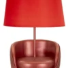 Lampe de table en résine rouge abat-jour tissu rouge