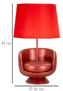 Lampe de table en résine rouge abat-jour tissu rouge