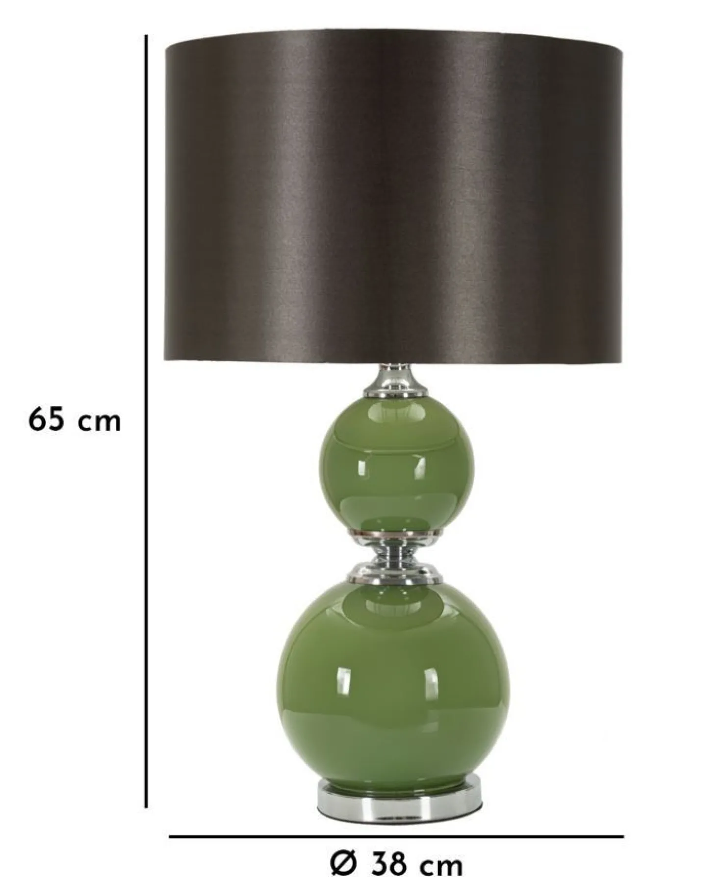 Lampe de table Eva Verre Vert abat-jour Velours Noir