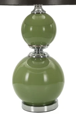 Lampe de table Eva Verre Vert abat-jour Velours Noir