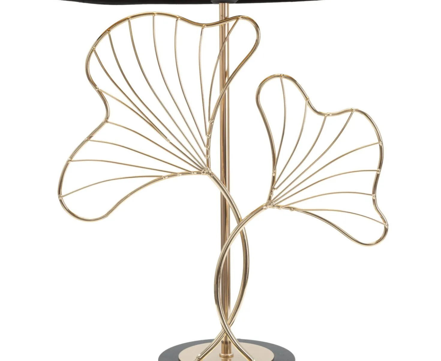 Lampe de table Feuilles Métal Doré et abat-jour Tissu Noir