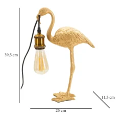 Lampe de table Flamant Rose résine dorée