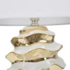Lampe de table Glam Space Céramique Blanche et Dorée abat-jour Tissu Blanc