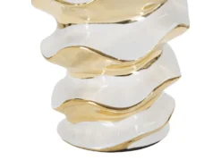 Lampe de table Glam Space Céramique Blanche et Dorée abat-jour Tissu Blanc
