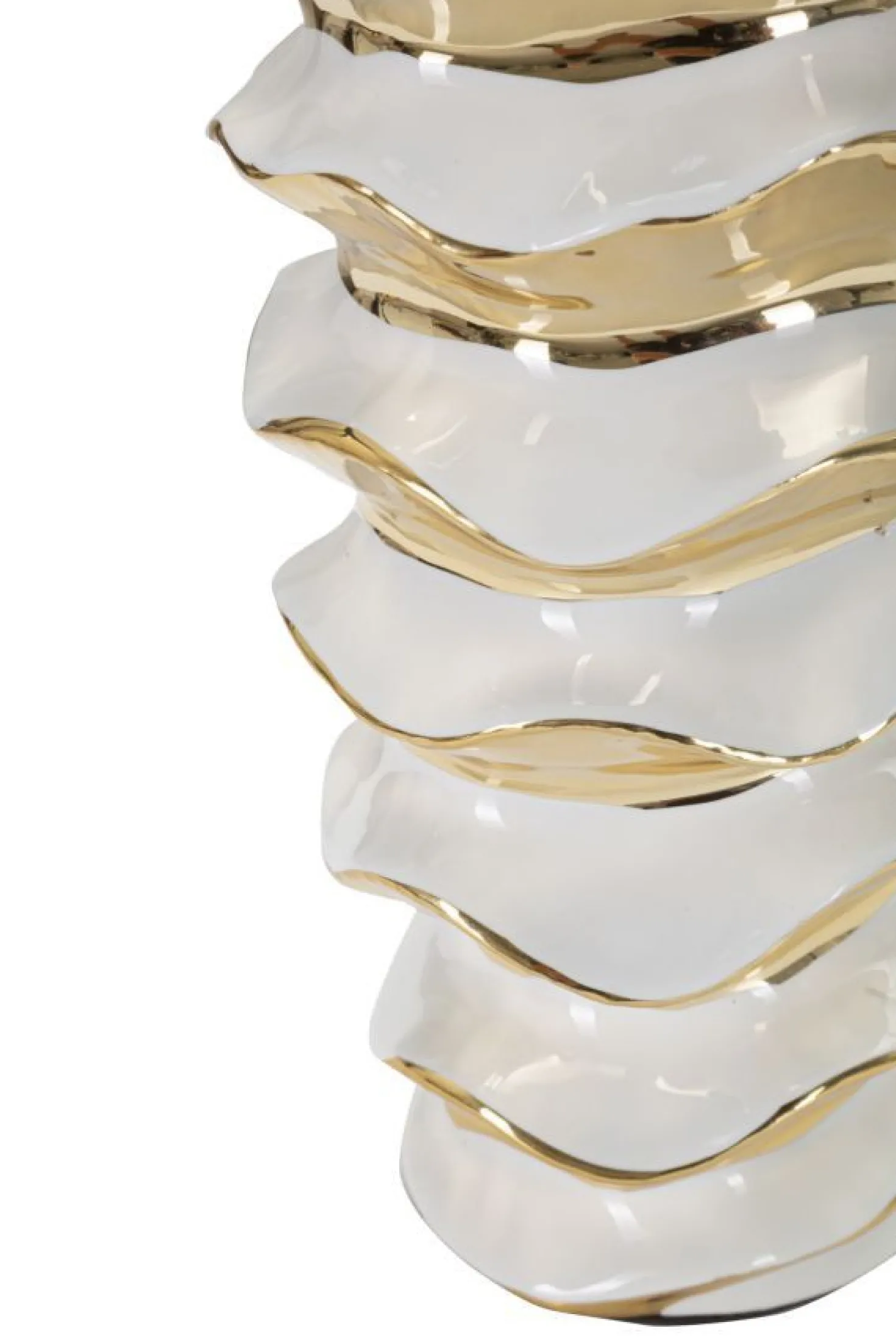 Lampe de table Glam Space Céramique Blanche et Dorée abat-jour Tissu Blanc