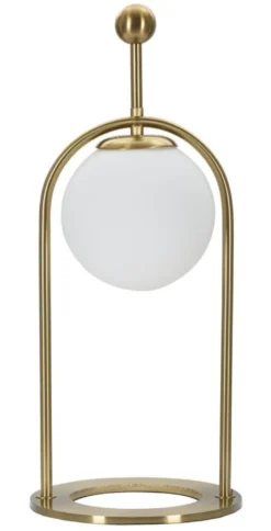 Lampe de table Glamy Métal Doré Abat-jour Verre Blanc