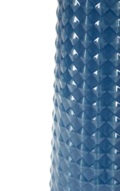 Lampe de table Gliss céramique bleue abat-jour tissu blanc