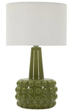 Lampe de table Gress céramique verte abat-jour neutre