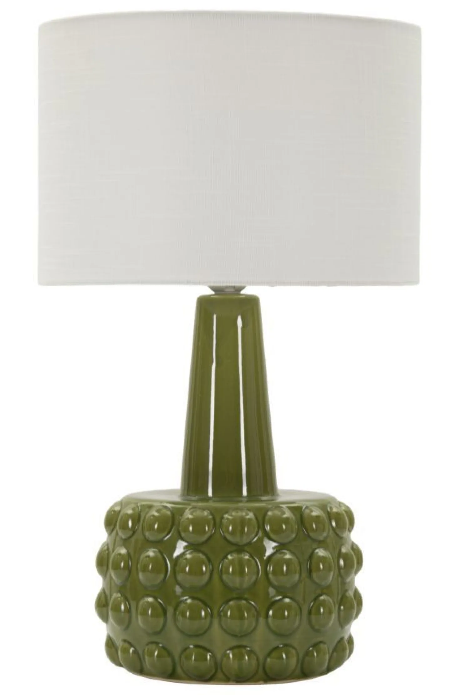 Lampe de table Gress céramique verte abat-jour neutre