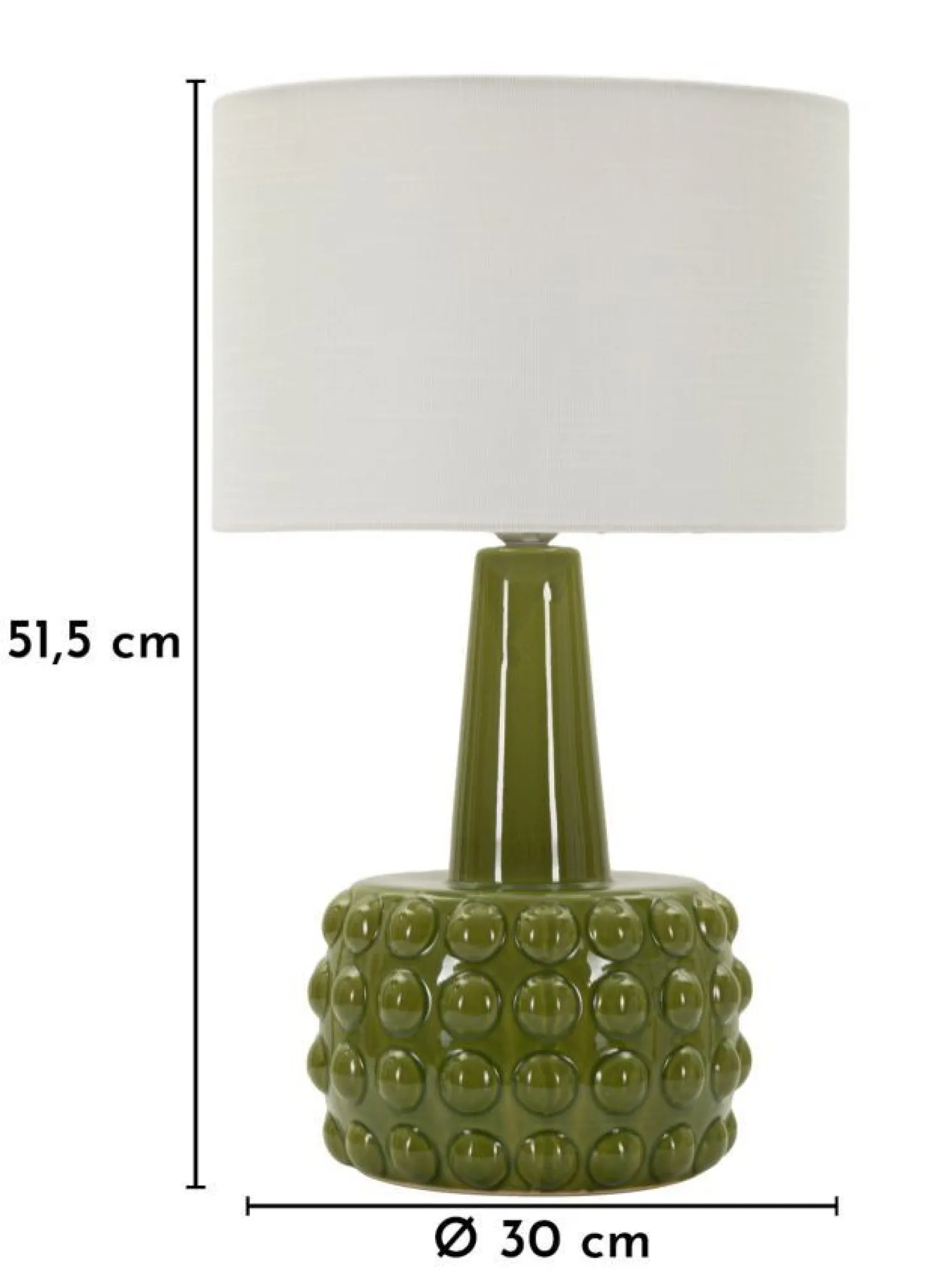 Lampe de table Gress céramique verte abat-jour neutre