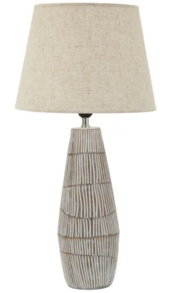 Lampe de table Hanoï Résine et Abat-jour en Lin Naturel