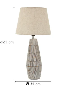 Lampe de table Hanoï Résine et Abat-jour en Lin Naturel