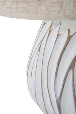 Lampe de table Honduras Résine décorations linéaires abat-jour Tissu Beige