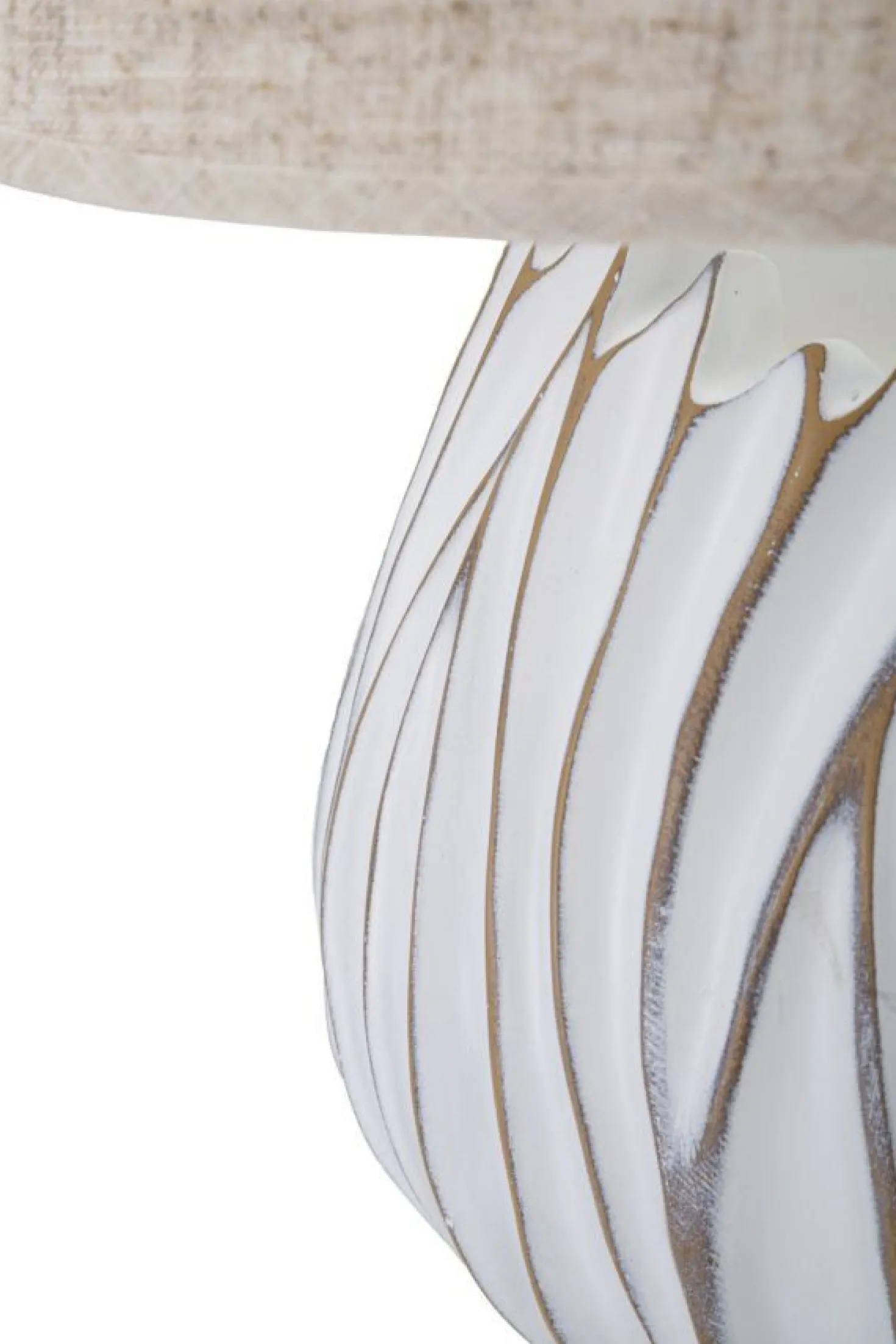 Lampe de table Honduras Résine décorations linéaires abat-jour Tissu Beige