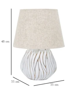Lampe de table Honduras Résine décorations linéaires abat-jour Tissu Beige