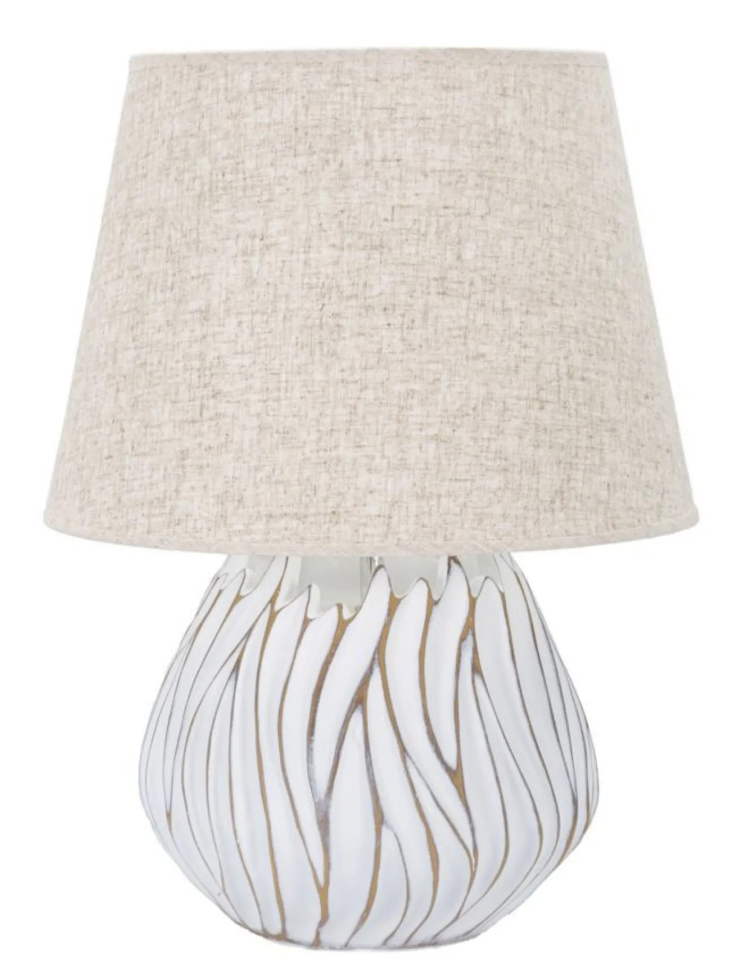 Lampe de table Honduras Résine décorations linéaires abat-jour Tissu Beige