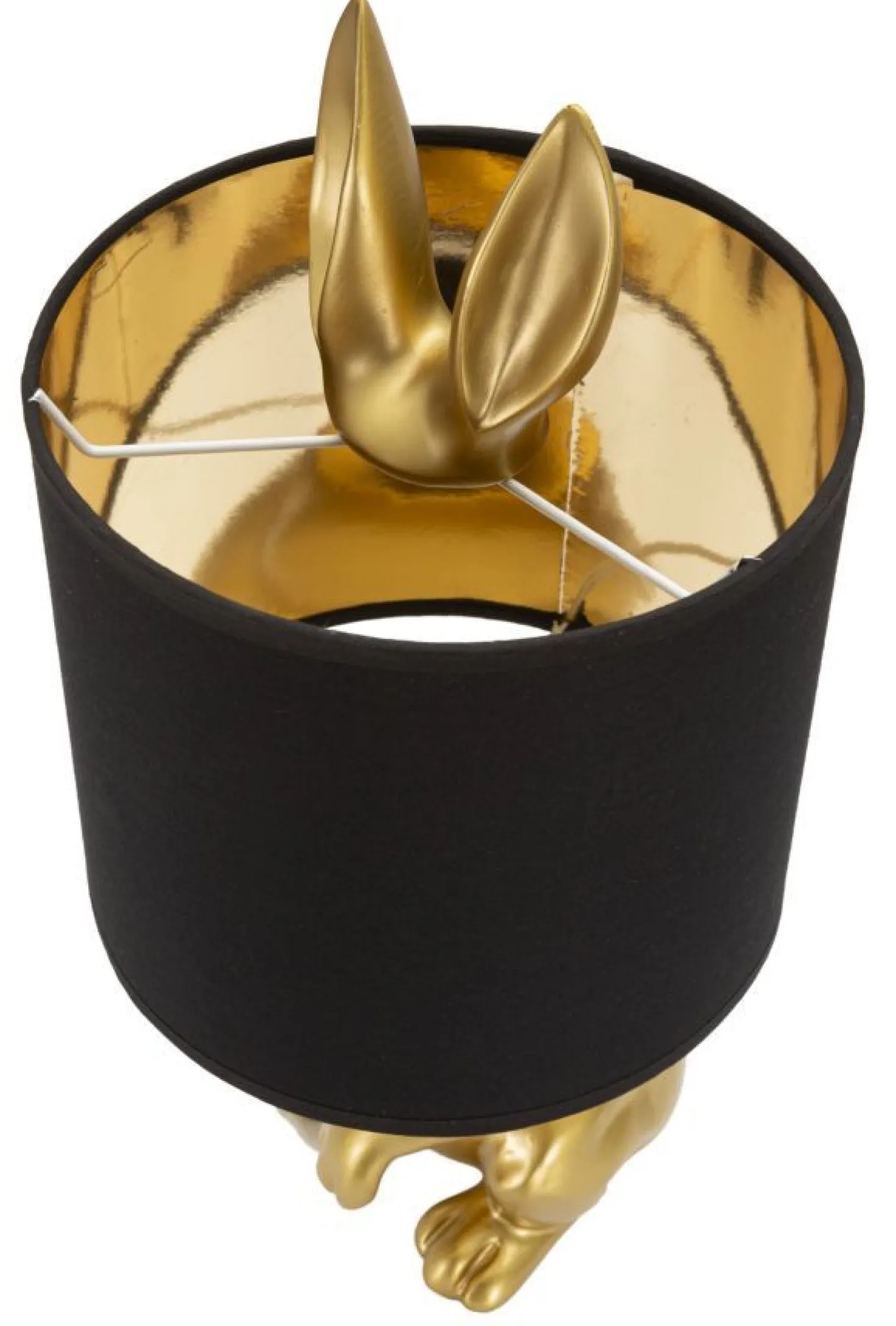 Lampe de table Lapin doré abat-jour tissu Noir