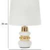 Lampe de table Liara Céramique Blanche et Dorée abat-jour en Tissu Blanc