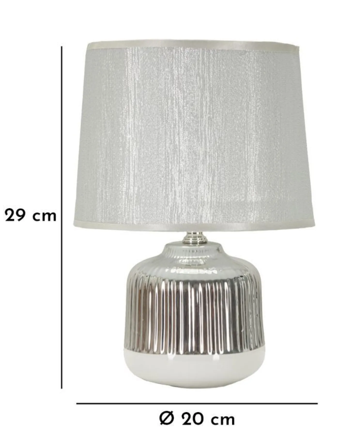Lampe de table Lucina Céramique Blanche et Tissu Argenté