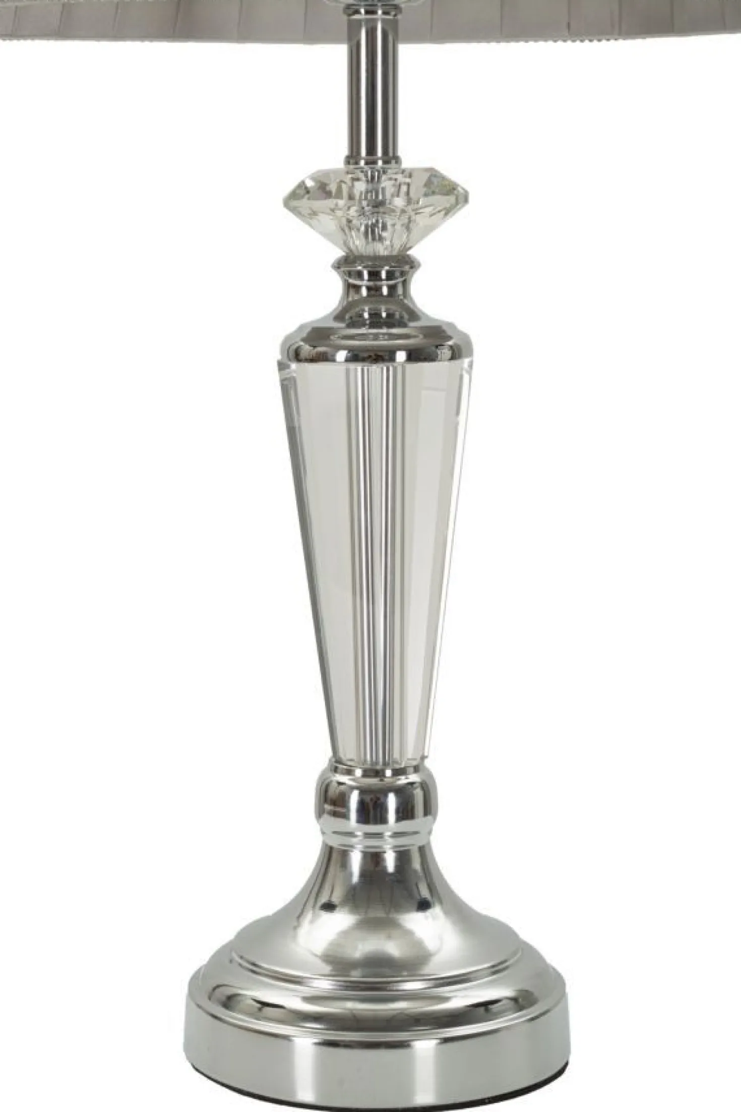 Lampe de table métal argenté abat-jour tissu gris