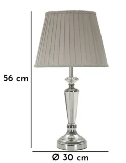 Lampe de table métal argenté abat-jour tissu gris