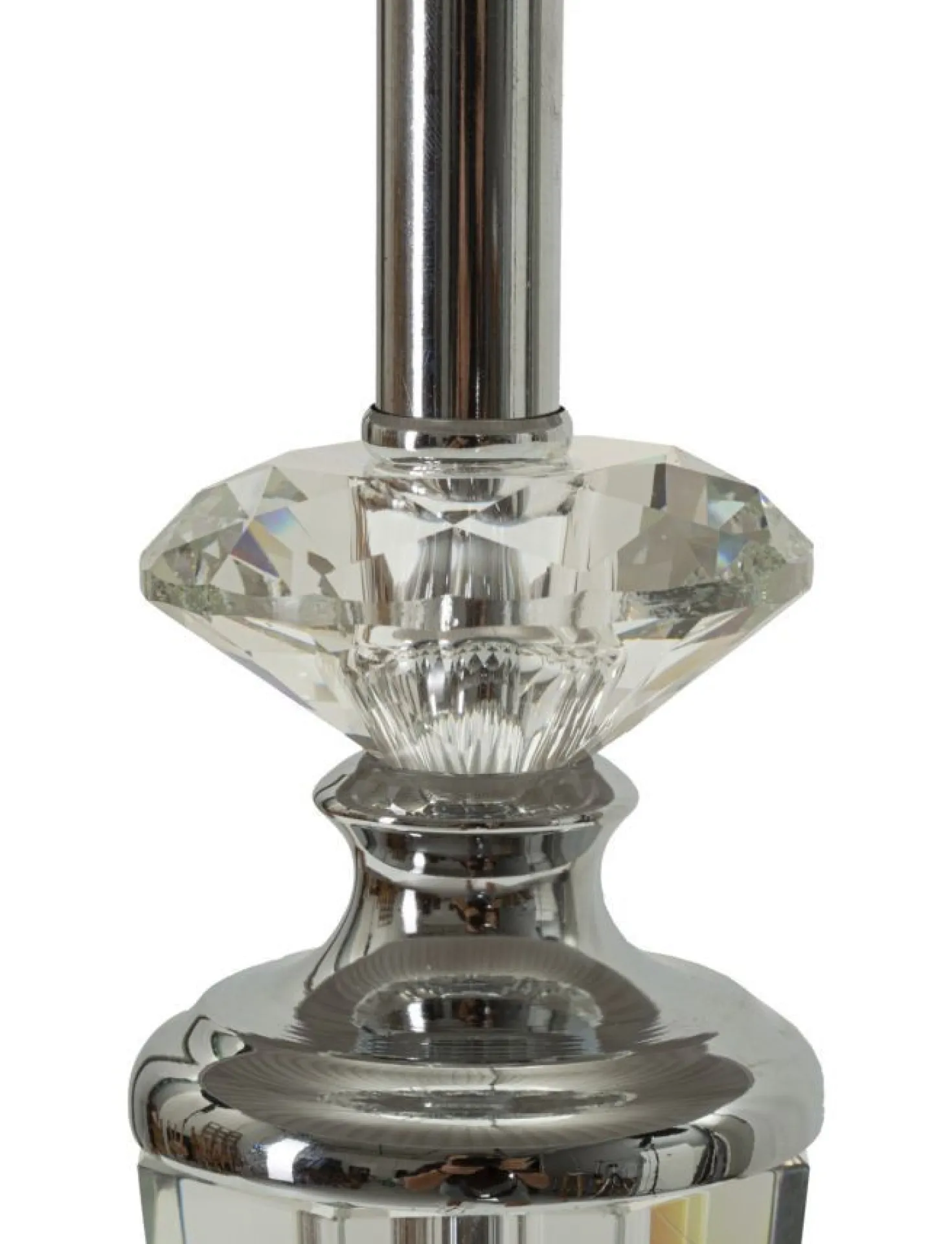 Lampe de table métal argenté abat-jour tissu gris