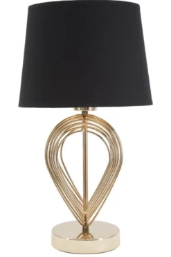 Lampe de table métal doré abat-jour tissu noir