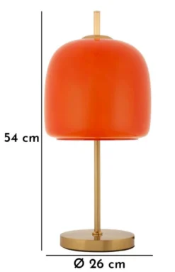 Lampe de table Oldy design minimaliste et vintage industrielle couleur Orange et base dorée