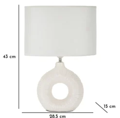 Lampe de table Seta Céramique Blanche abat-jour Tissu Blanc