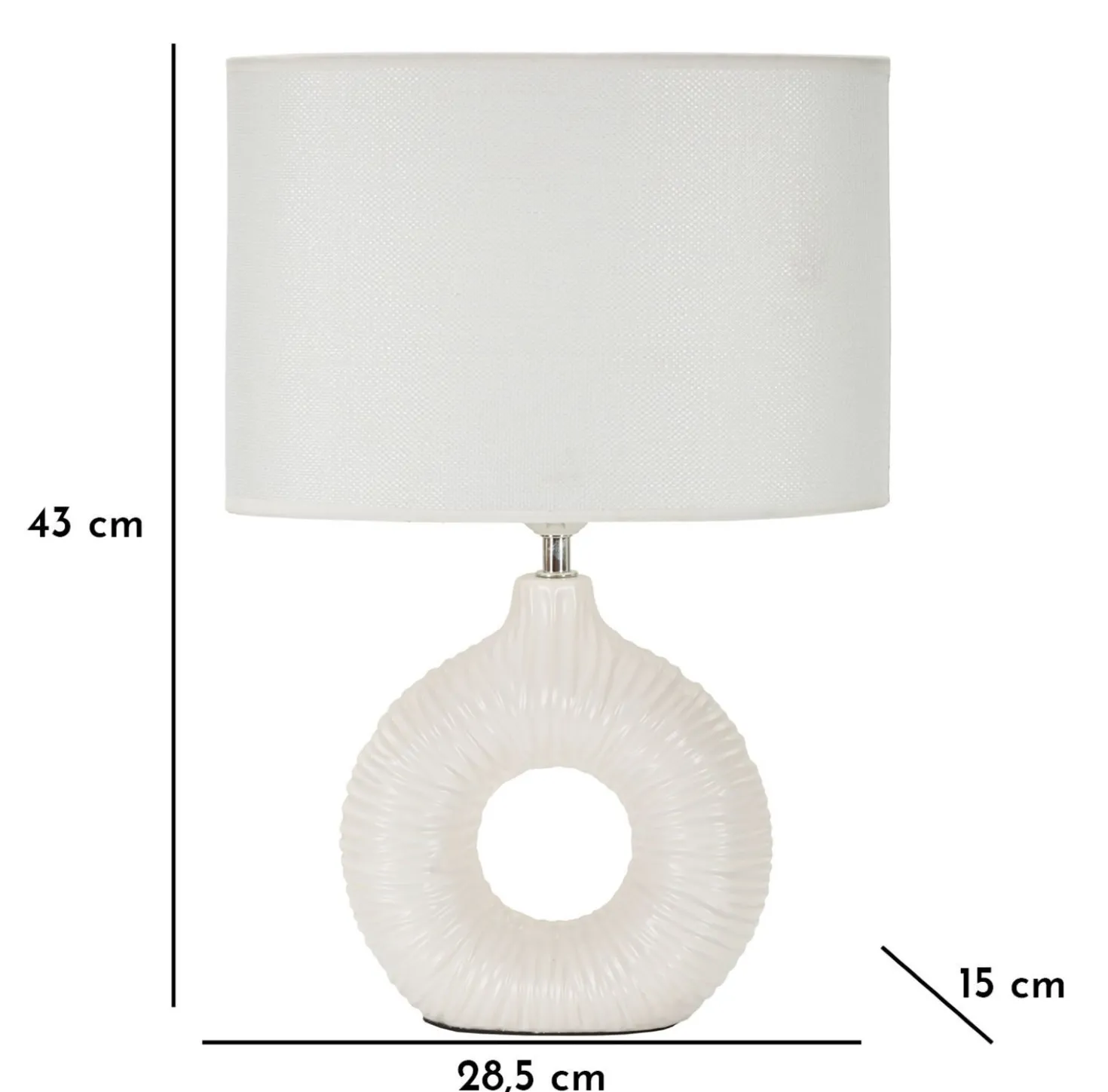Lampe de table Seta Céramique Blanche abat-jour Tissu Blanc
