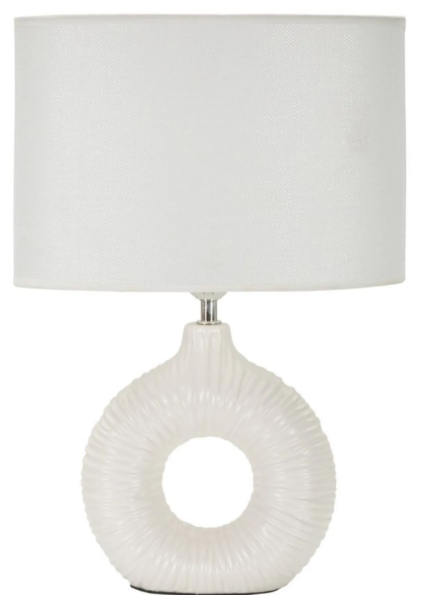 Lampe de table Seta Céramique Blanche abat-jour Tissu Blanc