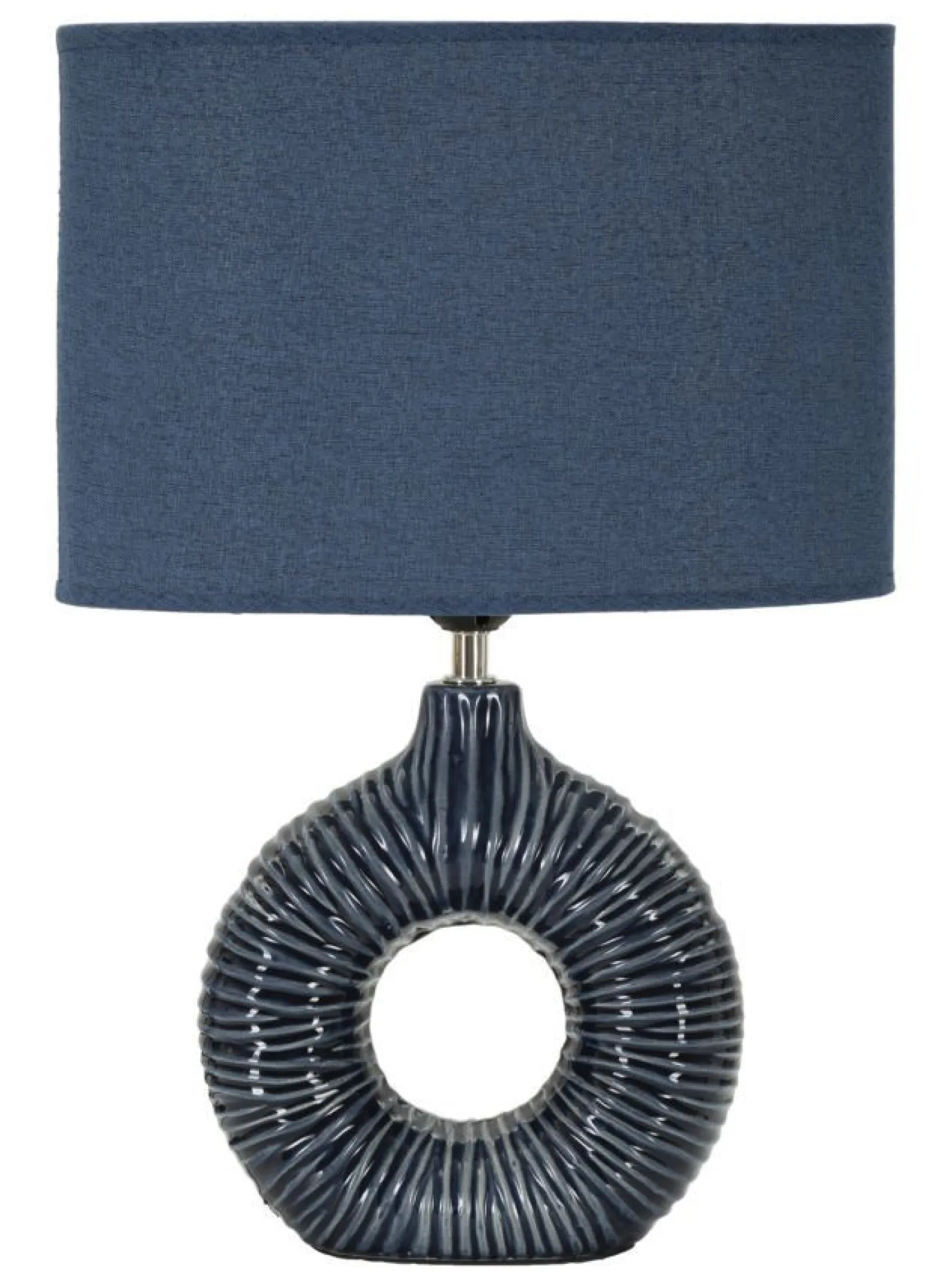Lampe de table Seta Céramique Bleue abat-jour Tissu Bleu
