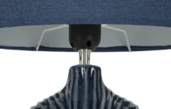 Lampe de table Seta Céramique Bleue abat-jour Tissu Bleu