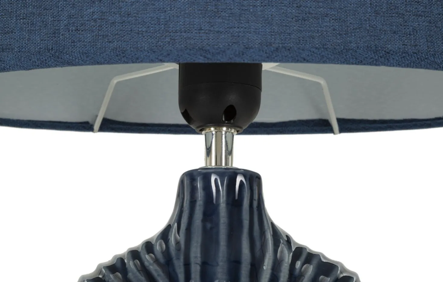 Lampe de table Seta Céramique Bleue abat-jour Tissu Bleu