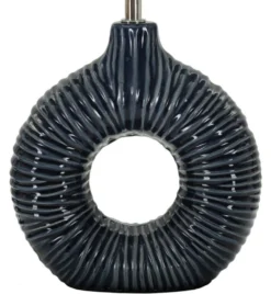 Lampe de table Seta Céramique Bleue abat-jour Tissu Bleu