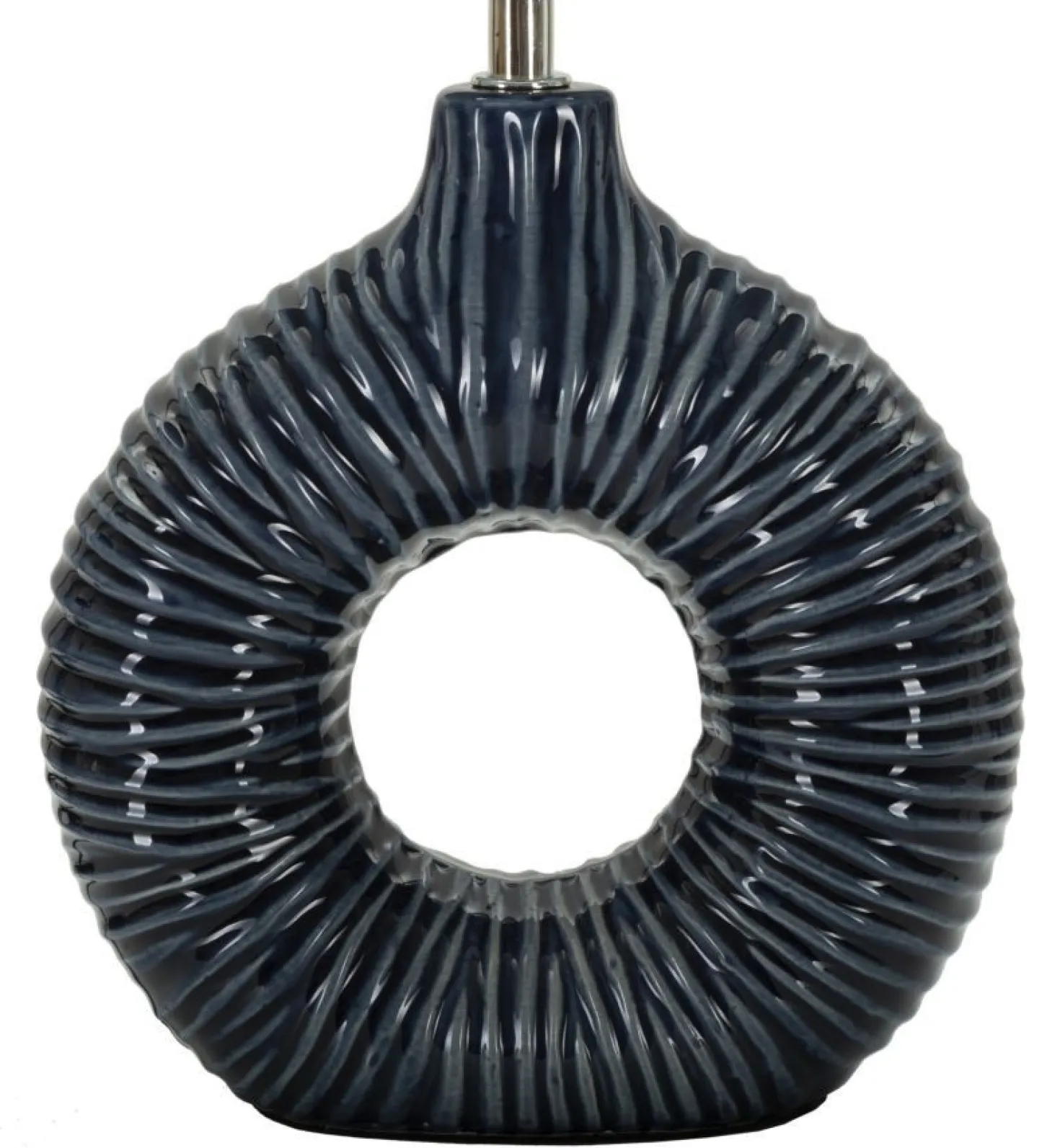 Lampe de table Seta Céramique Bleue abat-jour Tissu Bleu