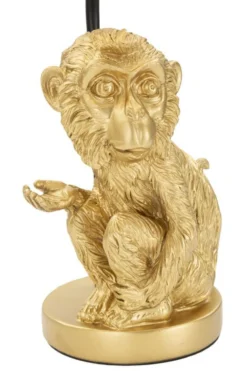 Lampe de table Singe doré abat-jour Tissu Noir